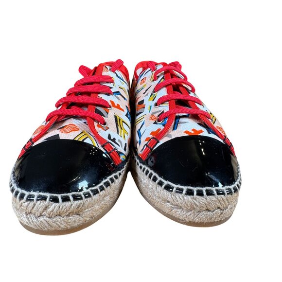 FENDI Junia Espadrille Canvas Patent Leather Sneakers Size 41 - Picture 4 of 9